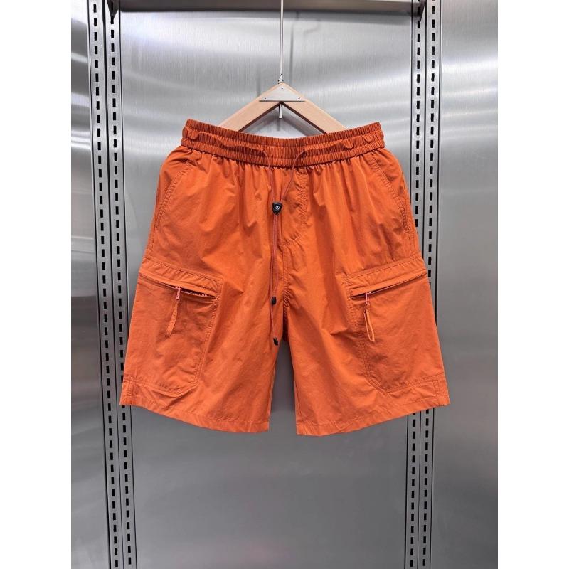 Trendy Men's Loose Cargo Orange Durable Fabric Casual Streetwear Summer Elastic Waist Shorts