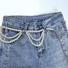 Blingbling Multilayer Pearls Waist Chain Adjustable Length For Women Elegant Retro Jewelry Accessory