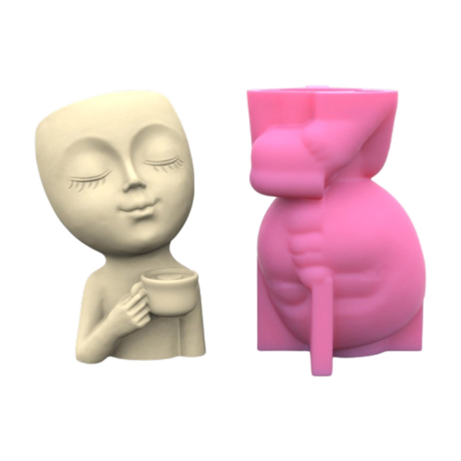 

Кофейная девушка, гипсовый цветочный горшок, силиконовая форма для литья из эпоксидной смолы, сочная ваза, цементная форма, форма для подсвечника 1