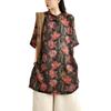 New Summer Linen Tops Women Plus Size Floral Printing Loose Vintage Long Shirts Tees