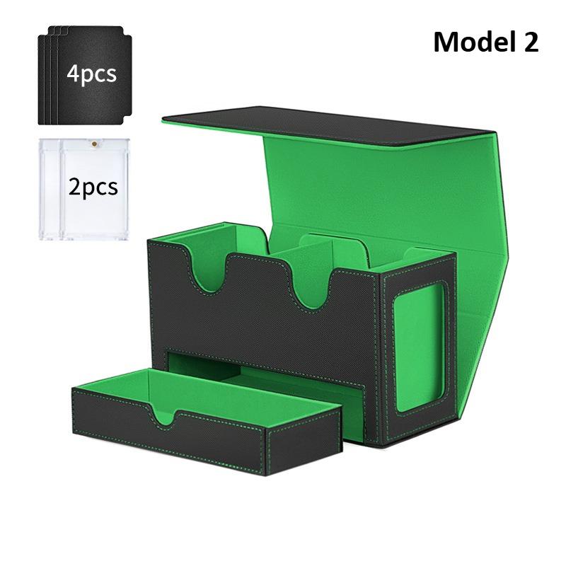 3in1 Deck Box Sports Card Storage Box Fits 200+ Single Sleeved Card Deck Case for MTG TCG CCG Cards with 4 Dividers 2 Toploaders