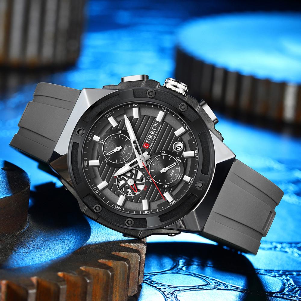 CURREN 8462 Men's Waterproof Chronograph Sports Watch with Calendar and Six-Hand Quartz Movement.