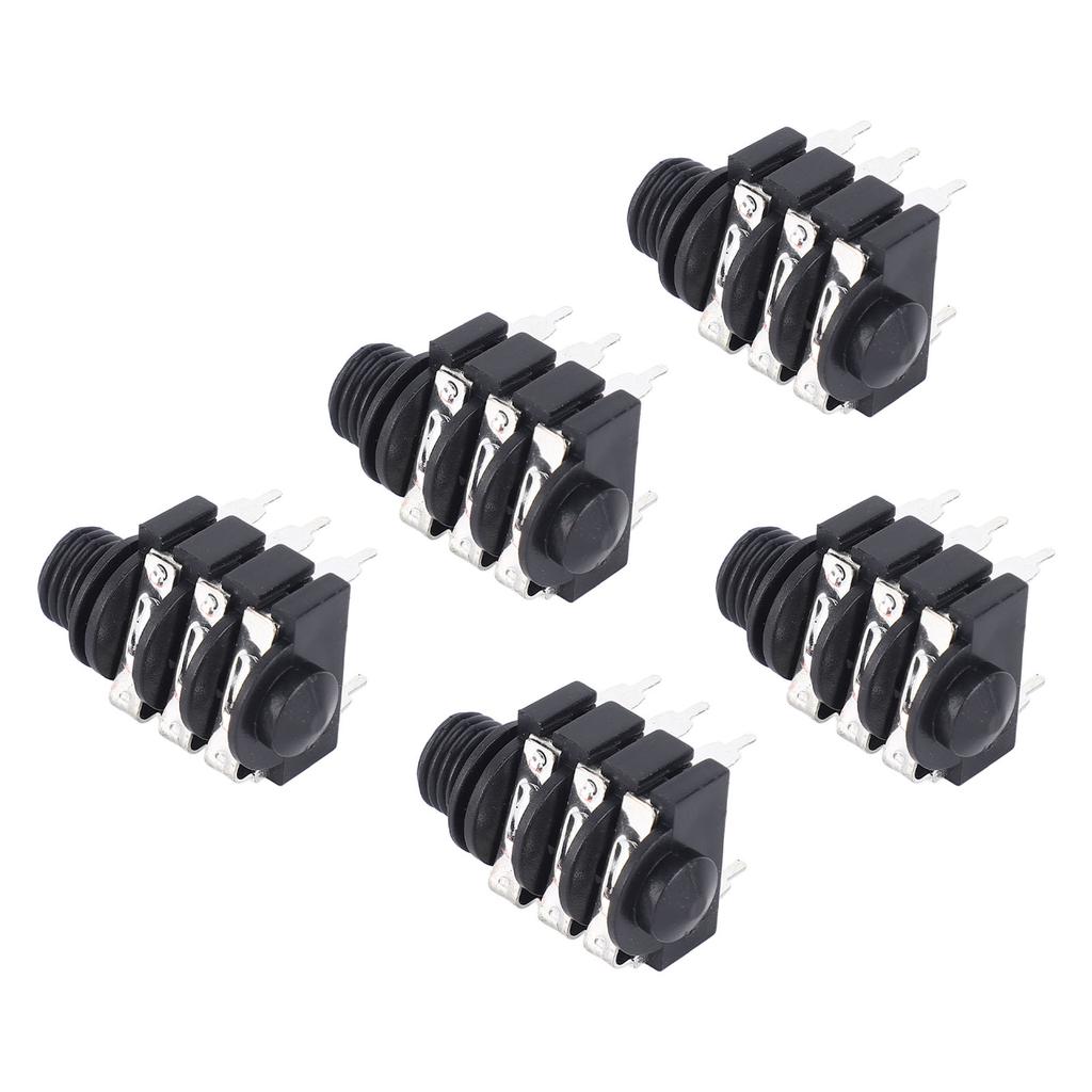5Pcs Stereo Jack Socket 6.35mm 6P Microphone Connector Pickup Jack Socket for Replacement Reverse