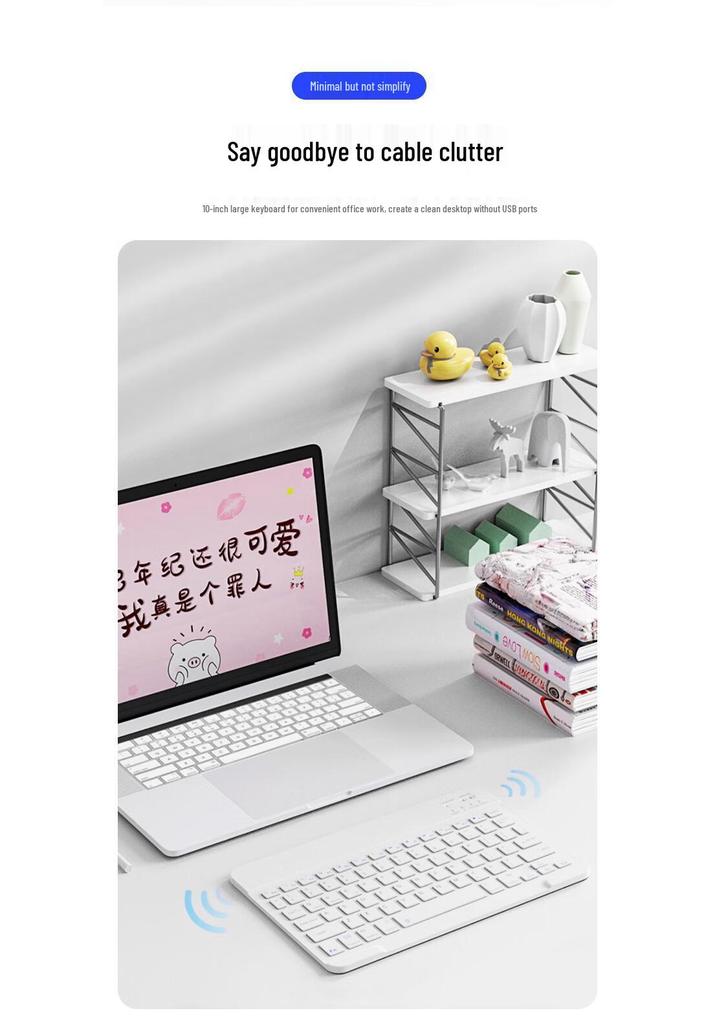 Universal Wireless Bluetooth Keyboard & Silent Rechargeable Mouse Set for iPad, Tablet, and Phone