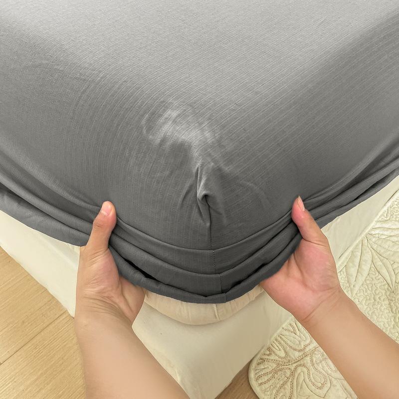 Baumwoll-Spannbettlaken Einfarbig mit Gummizug Rutschfest Verstellbarer Matratzenbezug für Doppel-, King-, Queen-Bett 150x200 200x220cm