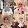 Bear Hat Scarf Set For Winter Adults Warm Knit Windproof Earmuff Gloves Gift Idea