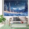 Winter Wonderland Background Cloth - Snowy Mountain Starry Night Moonlit Theme Durable Polyester FabricZL