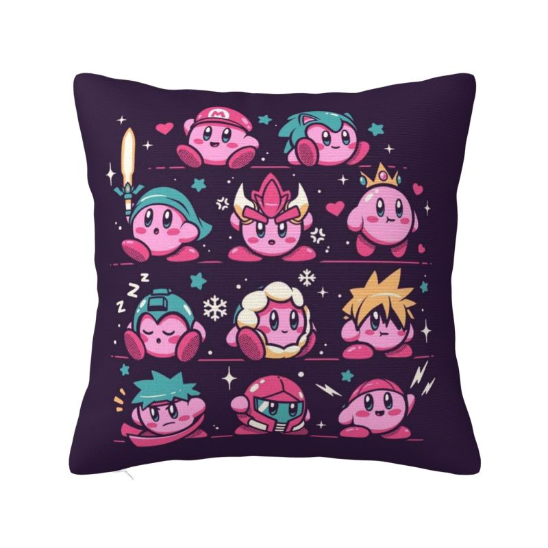 Custom Kirbys Video Game Cushion Cover Cartoom Anime Velvet Modern Pillow