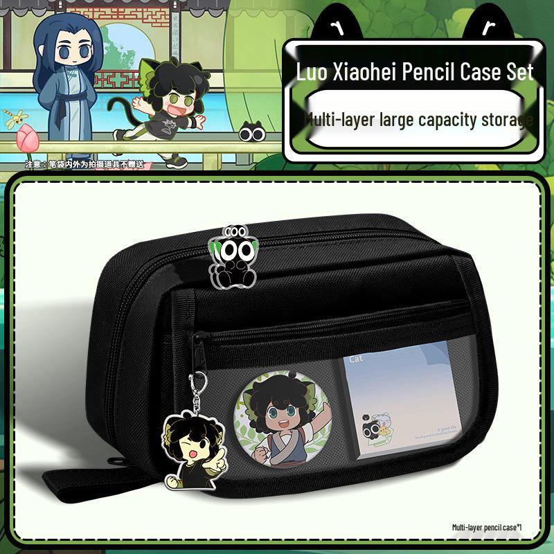 

Luo Xiaohei Hot-Selling Multi-Layer Pencil Case for Elementary & Junior High Students - Multifunctional Black Technology Ita Bag