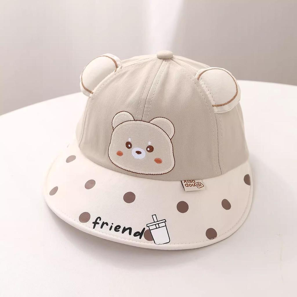 Children's Sun Protection Duckbill Cap - Thin Style with Cute Bear Design for Boys and Girls