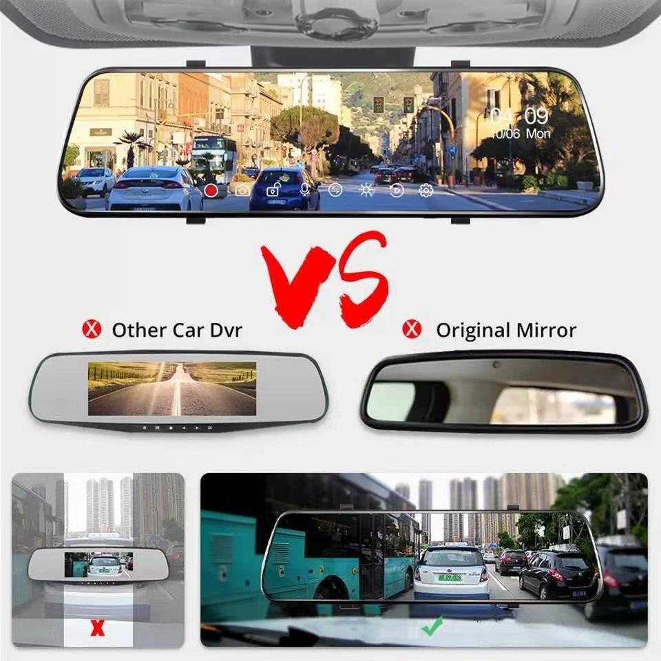 10 Inch Streaming Media Driving Recorder, Rearview Mirror, Three Lens WiFi High-definition with Reverse Rearview Touch Screen