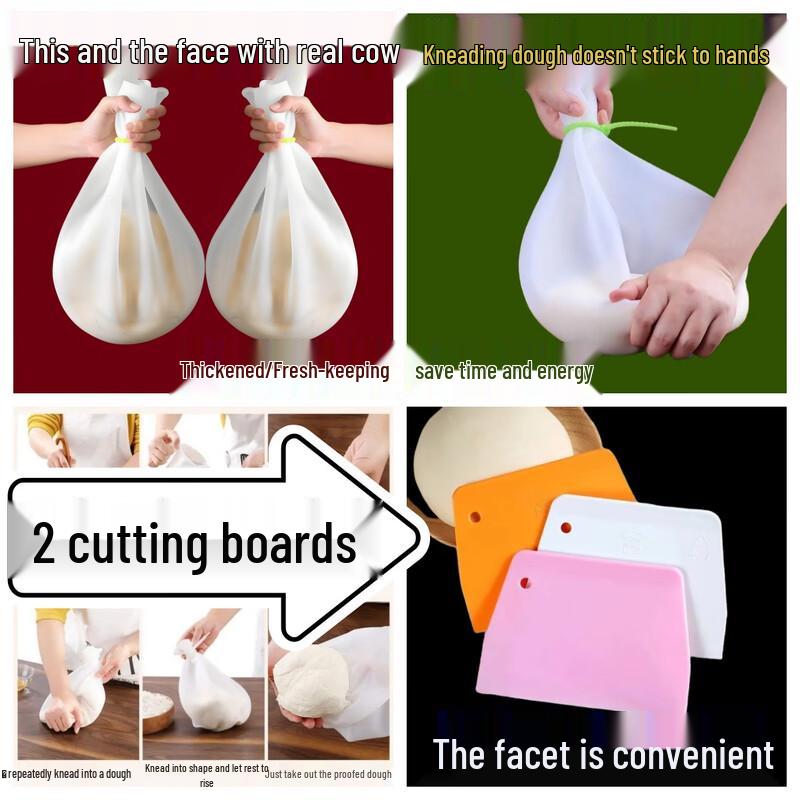 Silicone Dough Kneading Bag with 2 Cutting Boards