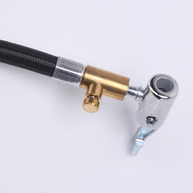 Inflator Hose Replacement Set, Tire Hose Adapter with Braided Line, Clip-On Chuck and 3 Brass Adapters for Refill