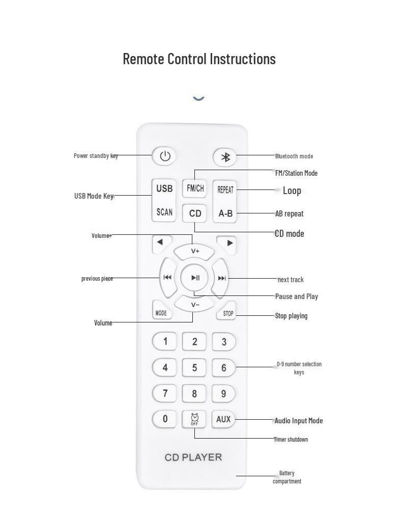Radyolu ve İngilizce Tekrarlama Fonksiyonlu Kecag Duvara Monte Bluetooth CD Çalar
