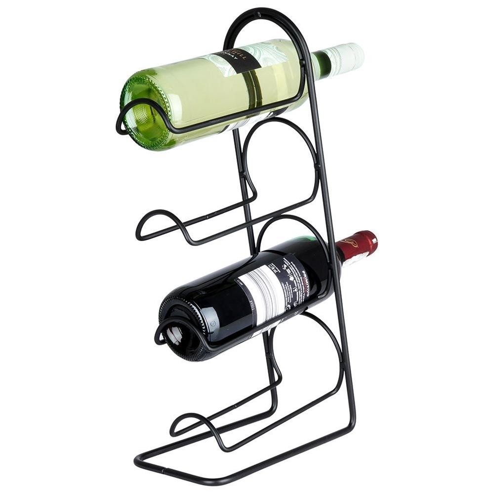 Black Metal Wine Rack for 4 Bottles, 21x43 Cm