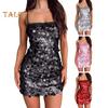 Sexy Sequin Bodycon Mini Dress for Women Spaghetti Strap Glitter Evening Dress Sleeveless Backless Sparkly Club Party Dress