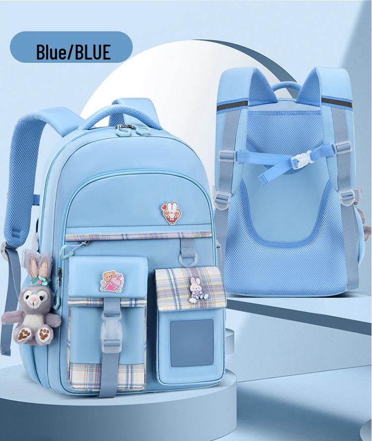 Leichter Kinderrucksack mit Rückenschutz, Klassen 1-6, Doppelschulter, Großes Fassungsvermögen, Handgriff