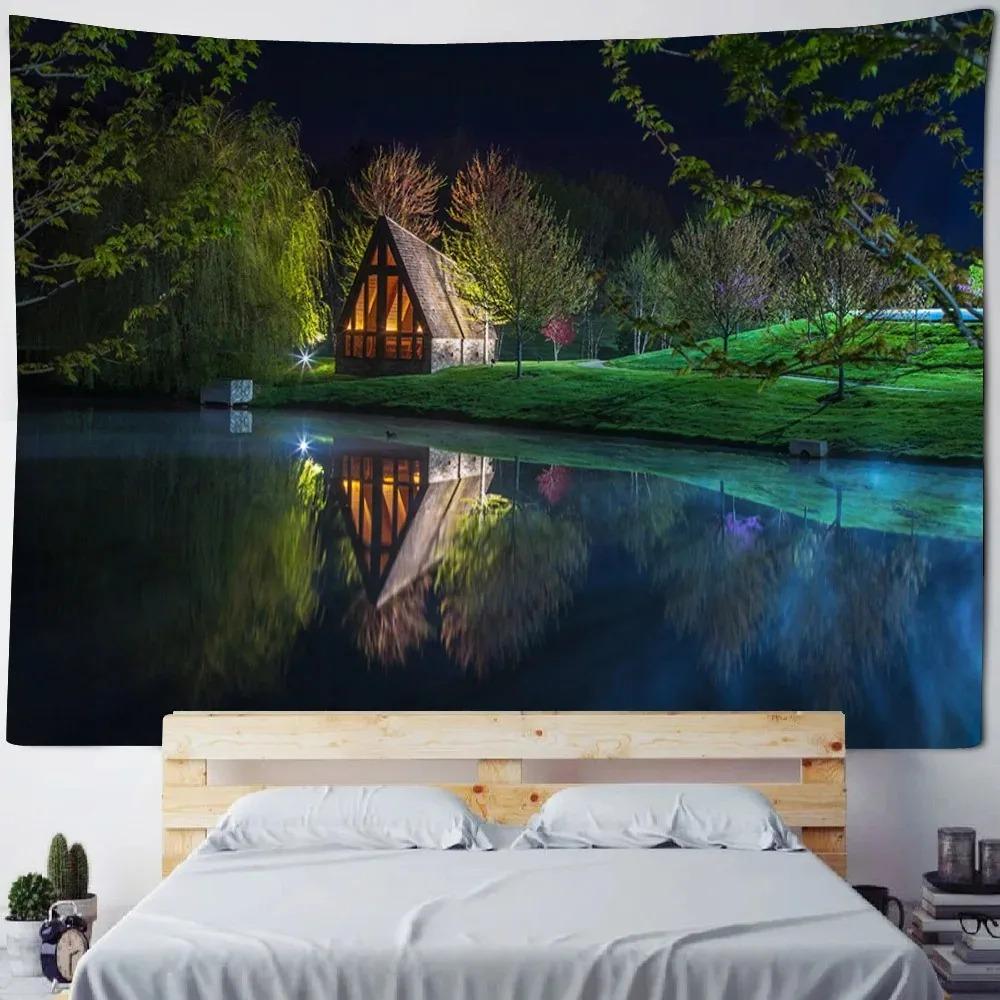 Waterfall Canyon Nature Tapestry  Serene Landscape Polyester Wall Hanging for Bedroom Living Room Yoga Decor