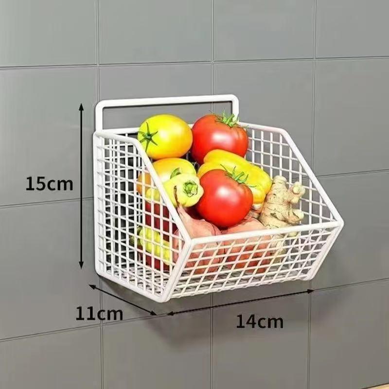 

Wall-Mounted Multi-Functional Kitchen & Bathroom Storage Basket for Scallions, Ginger, Garlic, and More