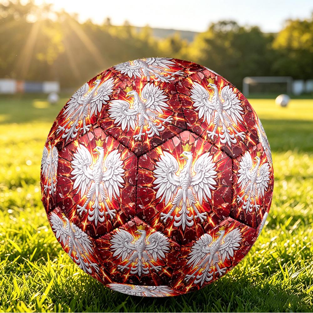 Poland Football Printed Size 5 Soccer Ball Wear Resistant Standard Adult Training Football Fan Gift for Indoor Outdoor Match Sports