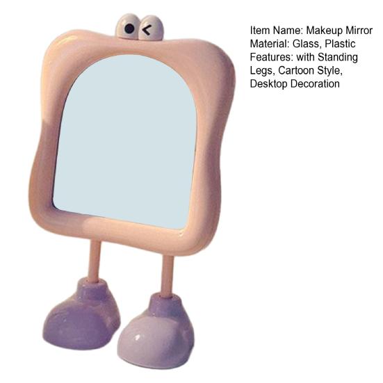 Cartoon Desk Mirror with Standing Legs Angle Adjustable Desktop Vanity Mirror Women Cartoon Eyes Makeup Table Mirror Decoration