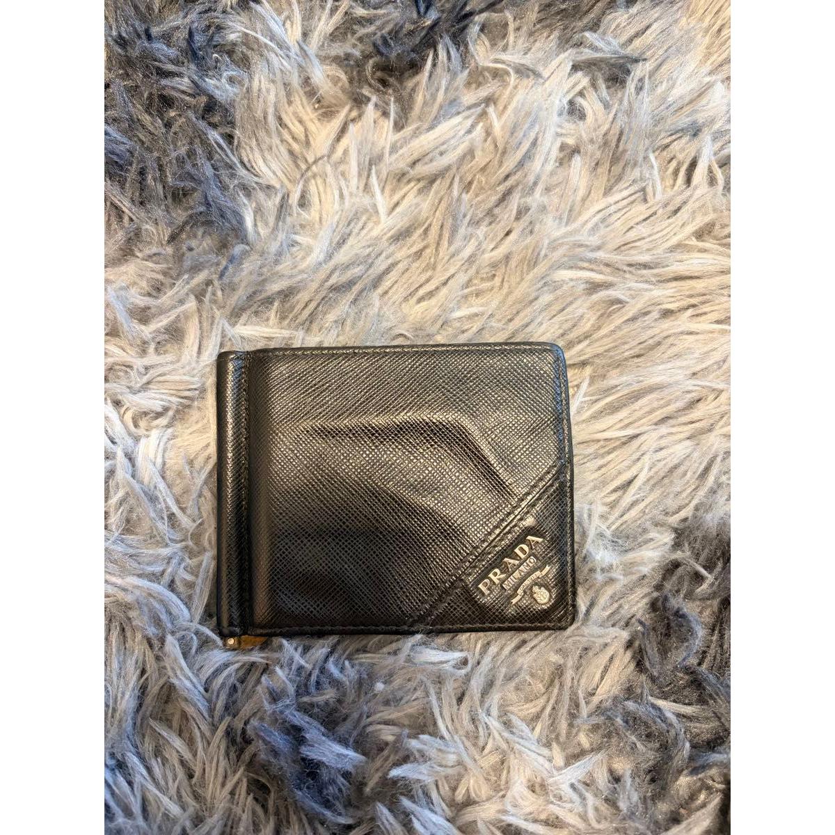 Б/у PRADA Prada Saffiano Кошелек-зажим для денег Складывающийся Черный