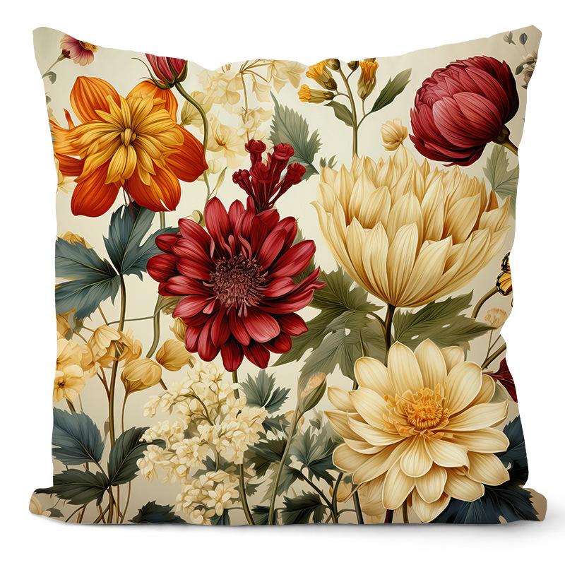 Retro Floral Pillow Case Home Living Room Sofa Cushion Balcony Car Pillow Ornament Premium Durable Quality Useful