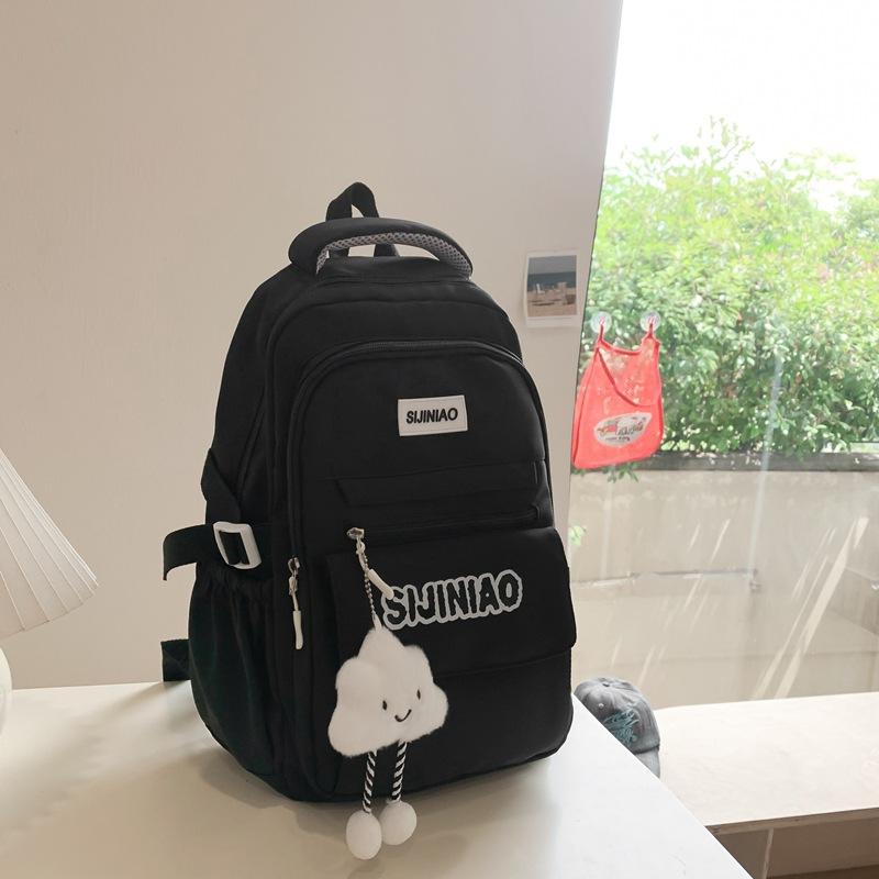 Schoolbag Korean Version Ins Simple Campus Soft Girl Girl Schoolbag Japanese Harajuku Style Large Capacity Solid Color Middle School Student Backpack