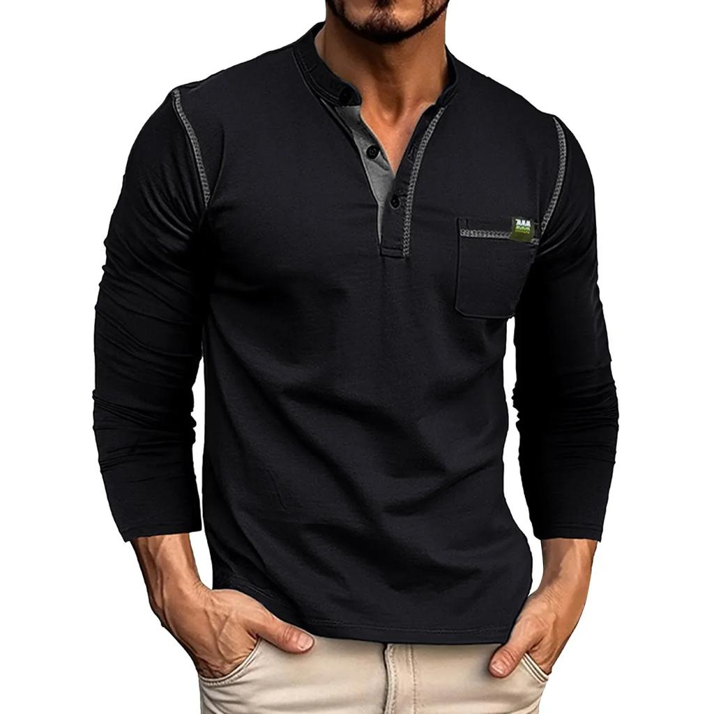 2024 Herren Frühling Sommer Langarm Einfarbig Taschen Poloshirts Buchstaben Streifen Stickerei Raglanärmel Oberteile T-Shirts Pullover T-Shirts