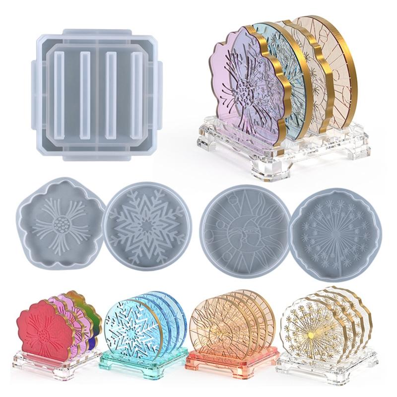 Irregular Flower Pattern Coaster Tray Silicone Mold Epoxy Resin Mold for Stylish Home Decoration Handmade Cup Mat Mould