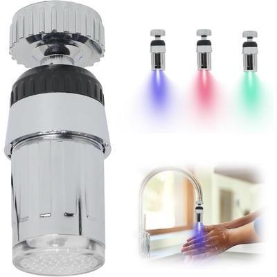 3 Colorful LED Faucet 360 Degree Rotation 3 Color Temperature Change Sensor Bright LED Light Accessories for Restaurant Bathroom Kitchen