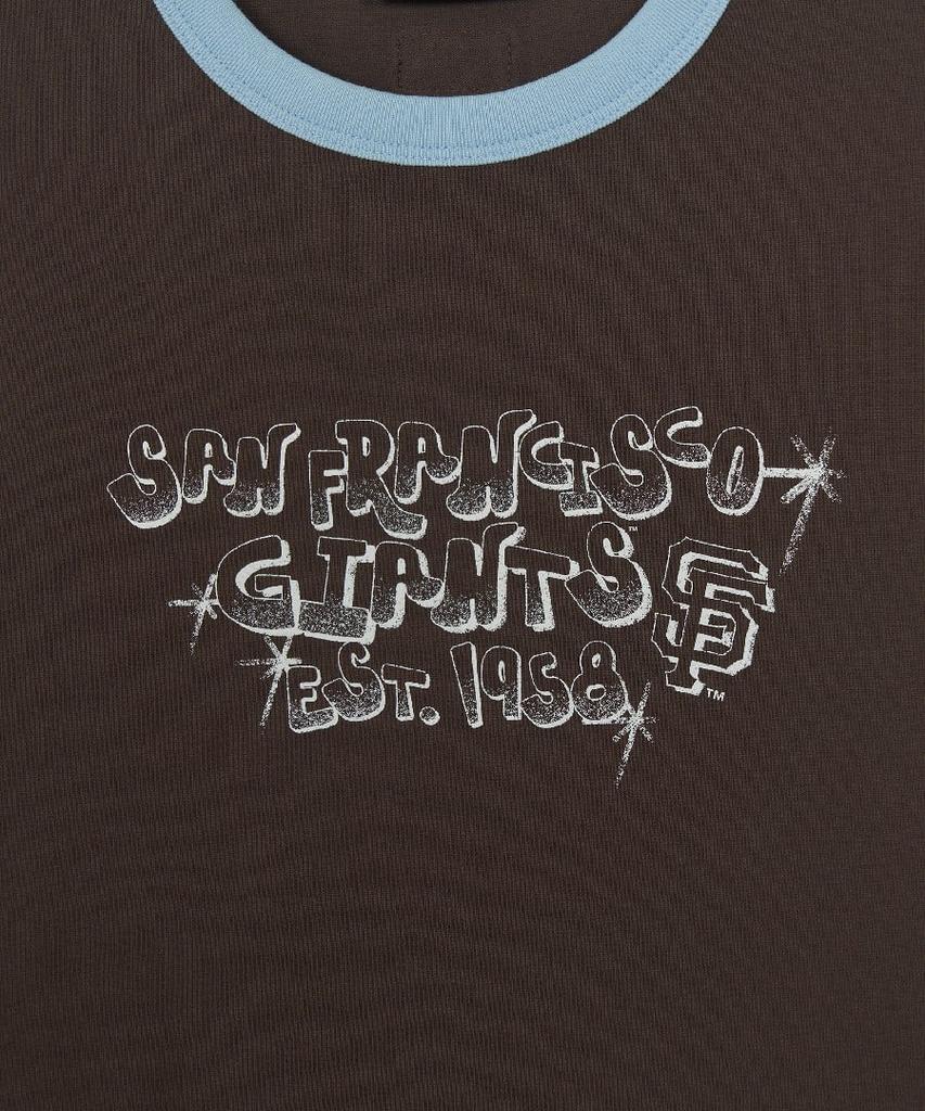 Emelbi Letter Graphic Regular Fit Ringer T-Shirt Sf (D.Brown)