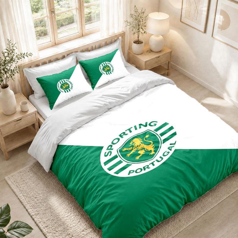 Bedding Set 1 Duvet Cover 2 Pillowcases Sporting CP FC Print Bedroom Home Decoration
