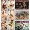 Retro Pin Up Girl American Style Tin Sign Metal Vintage Plaque Wall Signs Metal Poster Plate Garage Bedroom Man Cave Gift Decor