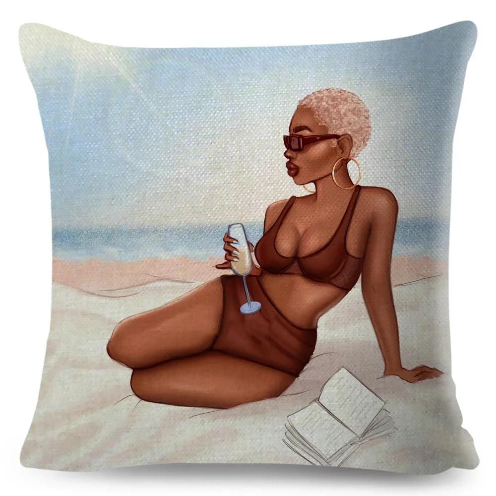 

Африканские женщины Наволочка Декор Мода Черный Супер Мама Наволочка для дивана Дома Автомобиля Полиэстер Наволочка 45x45см 12x12Inch