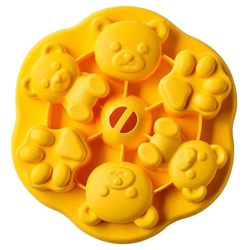 Jelly Silicone Mold Cake Mold Steamed Pastry Mold Bear Chocolate Mold Baby Auxiliary Food Tools with Lid Cake Decoration Mold