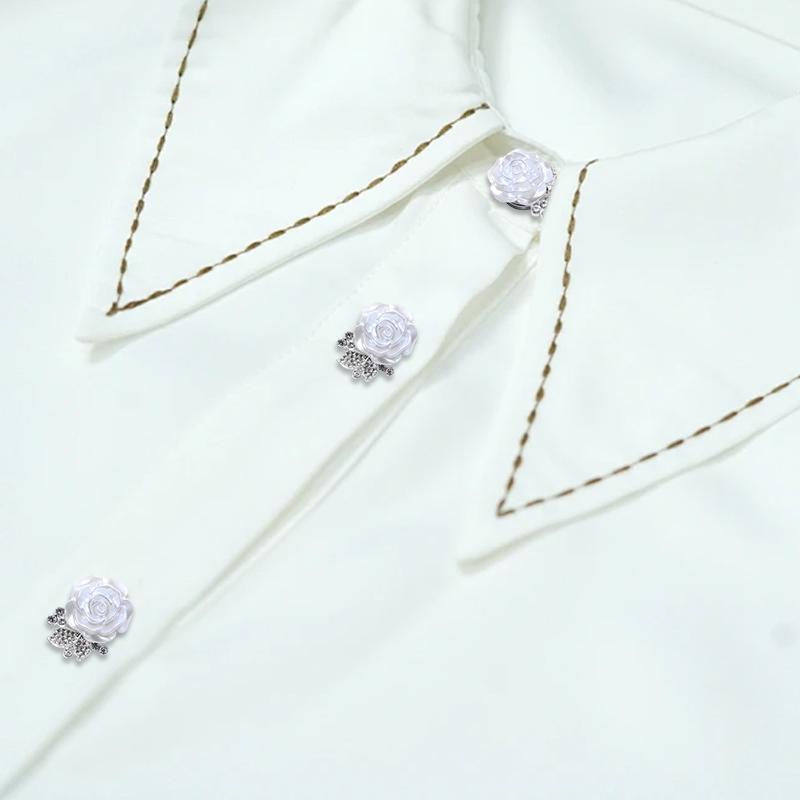 1PC Accessories Wedding Button Decoration Gift Jewelry Electroplating Rose Shape Rhinestone Cufflinks Exquisite 30/40x17mm