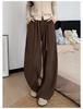 Women's Fleece-Lined Retro Scimitar Pants: Autumn/Winter 2025, High-Waisted Loose Chenille Wide-Leg with a Slimming Drape.