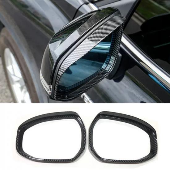 For Toyota Crown -2025 Carbon Fiber Mirror Rain Eyebrow Trim 2pcs