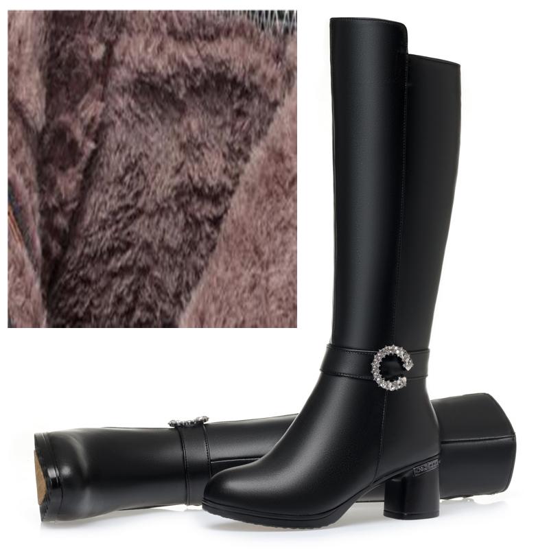 

Модные ботфорты AIYUQI Женские из натуральной кожи 2025 Зимние Новые Шерстяные Теплые Рыцарские Сапоги Женские Британские Женские Высокие Сапоги 41