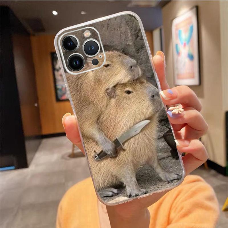 

Чехол для телефона для iphone 15 14 Pro Max 13 12 11 Pro Max XR 12 13 mini 7 8 14 Plus, чехол с милым животным капибарой, принципиально iPhone 12Pro