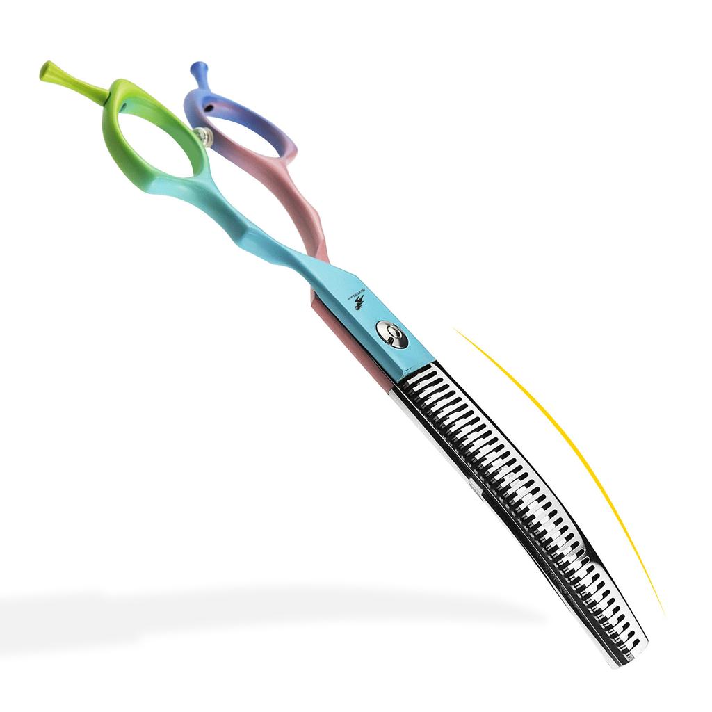 Manico Meideng da 6,5 pollici, Forbici Curvate con Denti a Lisca di Pesce Colorati, Forbici Curve, Forbici per Toelettatura Animali, Forbici Sottili, Denti Curvi