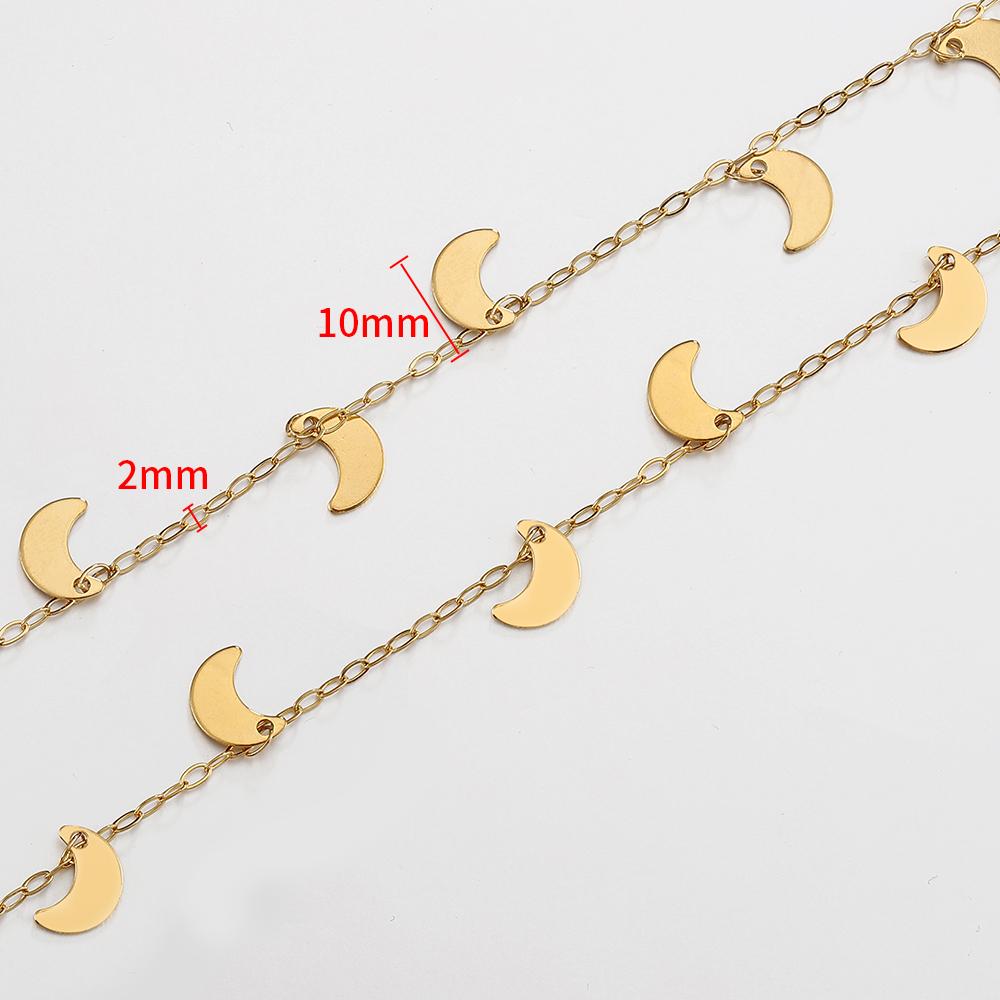 2 Meter 1 Meter Edelstahl Mond Stern Runde Scheibe Gliederkette Anhänger Ketten für Halskette Schmuckherstellung DIY Wasserdicht