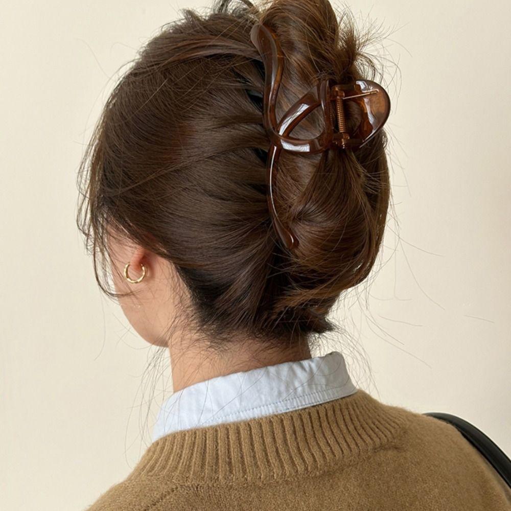 Snake Shape Cross Shark Clip Transparent Wave Hair Clip Elegant Plastic Hair Claw  Daily