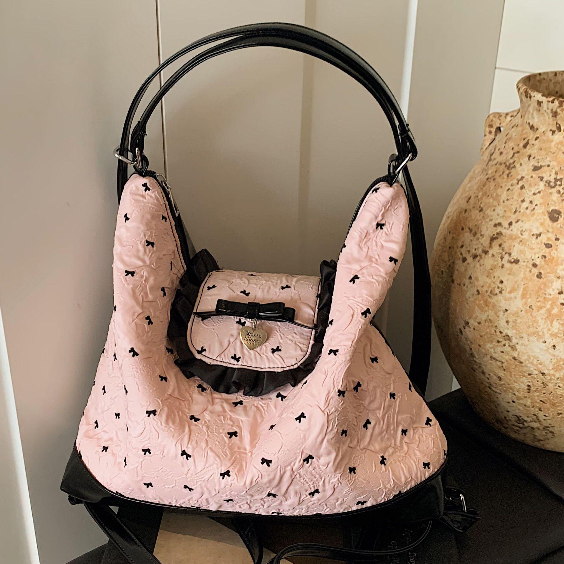 

Korean version of temperament bow underarm shoulder bag 2025 new sweet cool wind bubble simple fashion backpack women чёрный