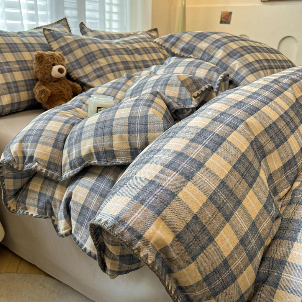 Gebürstetes Verdicktes Baumwoll-Bettwäsche-Set - Herbst & Winter Bettbezug, Laken für Wohnheime