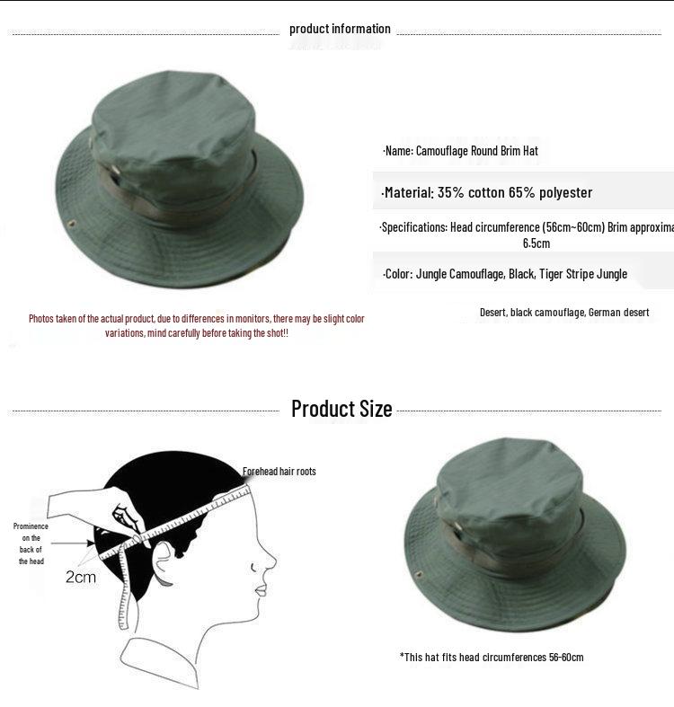 Herren Camouflage Sonnenschutz Fischerhut - Outdoor Angelhut mit runder Krempe