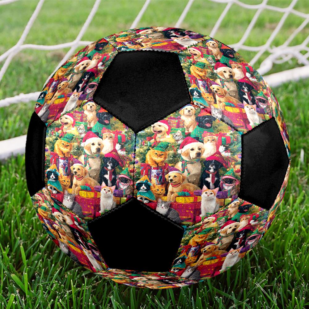 Christmas Dog Theme Size 5 Soccer Ball, Suitable for Both Indoor and Outdoor Matches, a Gift Suitable for Everyone.