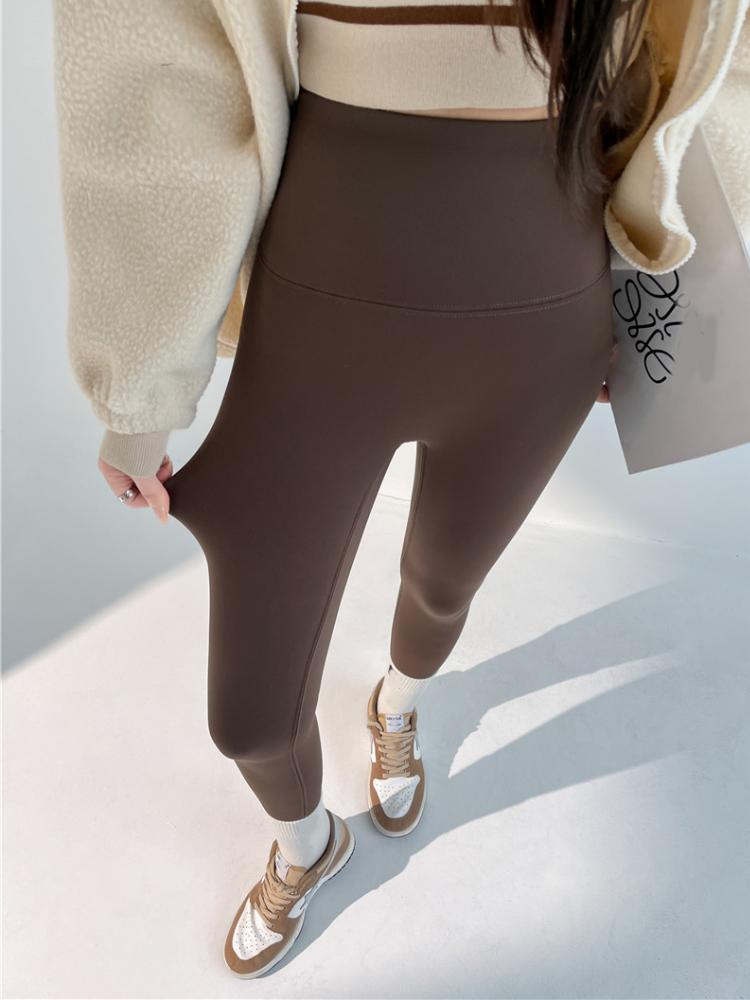 Autumn Winter Lamb Velvet Thicken Sharkskin Leggings Women High Waist Seamless Slimming Warm Leggings Pants