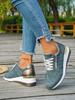 European & American Wedge Heel Fashion Sneakers: Versatile, Plus-Size, Color Block, Thick Sole Casual Shoes for Women